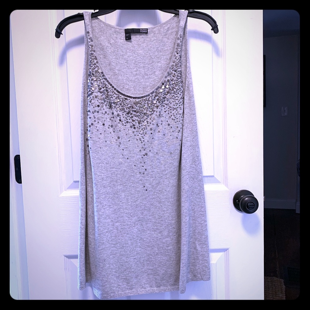 Eileen Fisher Gray beaded top - XS